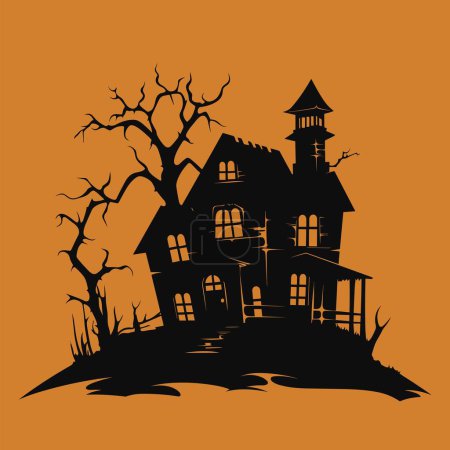 Illustration for Halloween Scene Depicted in Intriguing Silhouette - Royalty Free Image