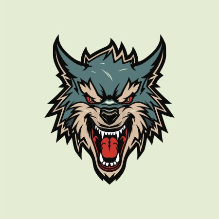 Illustration for Intense Angry Look on Cartoon Wolf Character - Royalty Free Image