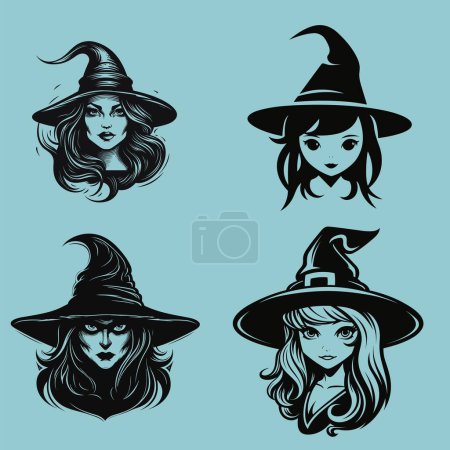 Illustration for Spooky Witch Face Crafted in Celebration of Halloween Holiday - Royalty Free Image