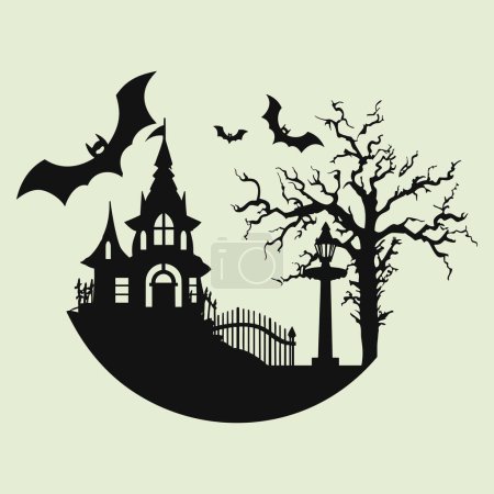 Ilustración de El arte de Halloween, Presentación de la escena de la silueta - Imagen libre de derechos