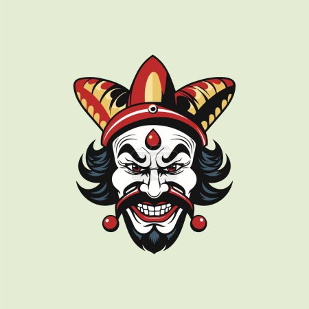 Téléchargez les illustrations : Mascotte de clown fantaisiste capturée dans l'art vectoriel - en licence libre de droit