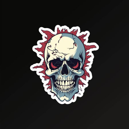 Illustration for Cartoon Styled Grinning Skull Drawing - Royalty Free Image