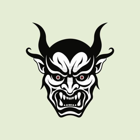 Illustration for Devil silhouette face isolated on light green - Royalty Free Image