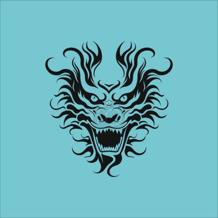 Téléchargez les illustrations : Dragon tête logo silhouette design - en licence libre de droit