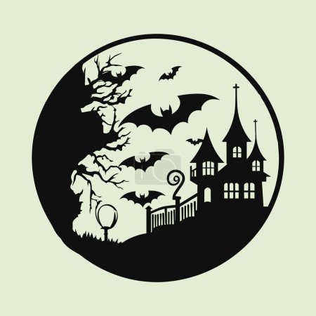 Illustration for Ghostly Silhouette Scene,Halloween's Haunting Embrace - Royalty Free Image