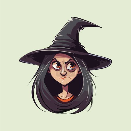 Illustration for Halloween Holiday Witch Face Illustration - Royalty Free Image