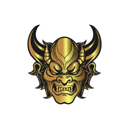 Téléchargez les illustrations : Elégant visage de diable d'or dans le vecteur - en licence libre de droit