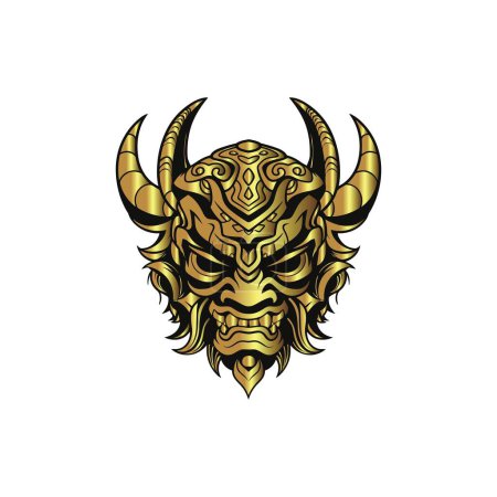 Ilustración de Enigmática cara de diablo dorado, detalles elaborados en ilustraciones vectoriales - Imagen libre de derechos
