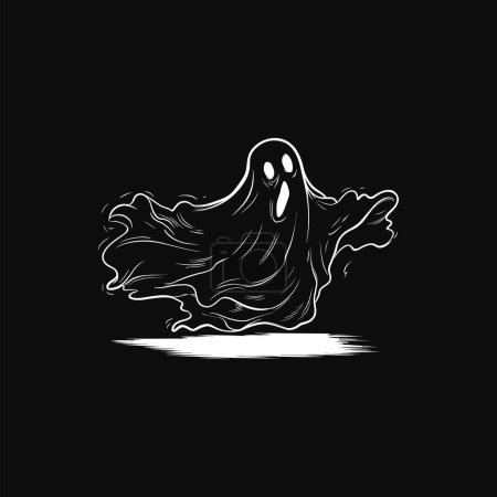 Téléchargez les illustrations : Illustration vectorielle fantôme ligne Halloween - en licence libre de droit