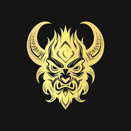 Illustration for Mystic Aura in Vector, Gold Infused Devil Face - Royalty Free Image