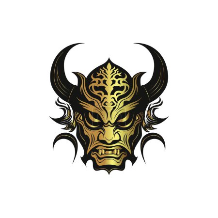 Illustration for Mystical Charm with Gold, Enhanced Devil Face Vector Art - Royalty Free Image