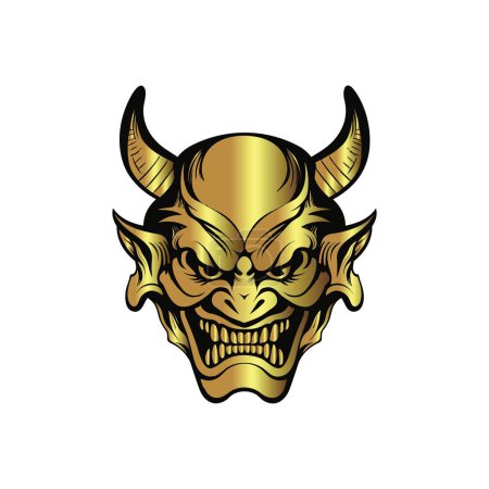 Ilustración de Mystic Gold Devil Face Vector Art - Imagen libre de derechos