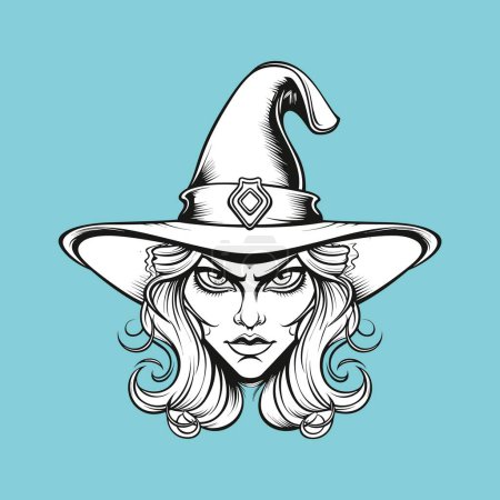 Illustration for Wizard girl Hat and on Blue vector illustration - Royalty Free Image