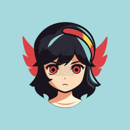 Illustration for Avatar girl and Red Wings - Royalty Free Image