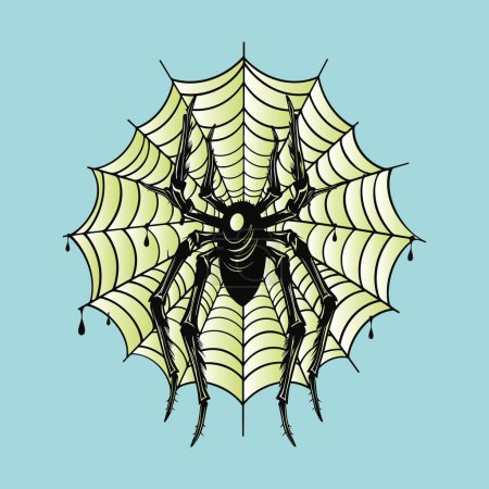 Ilustración de Una silueta de cerca de una araña con fondo azul - Imagen libre de derechos