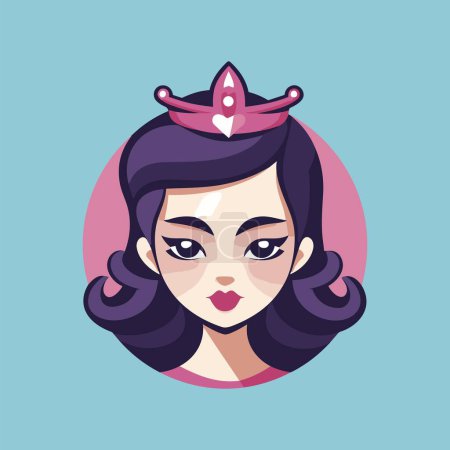 Illustration for Girl Avatar wearing crown Concept Art On Blue Background - Royalty Free Image