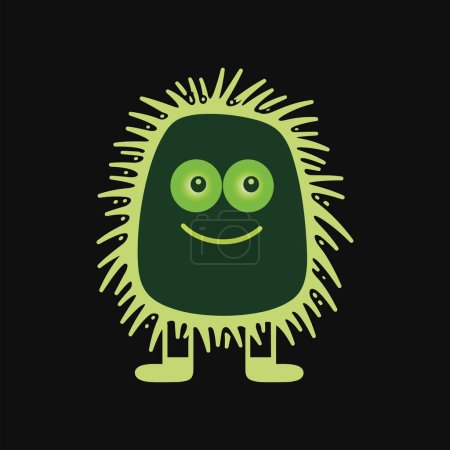 Ilustración de Ilustración verde divertido vector de virus de dibujos animados - Imagen libre de derechos