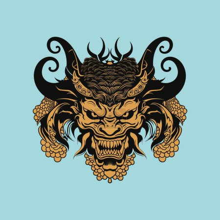 Ilustración de Logo Demonio Diablo Ilustrado en Diseño de Vectores - Imagen libre de derechos