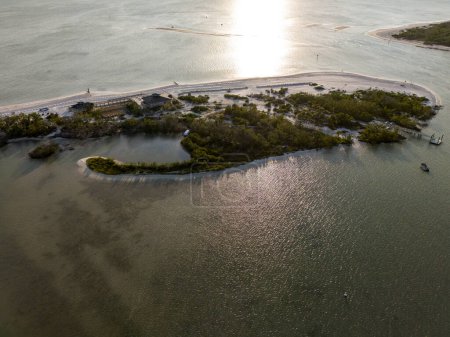 Island peninsula off the coast of Bonita Beach in Florida from an aerial view