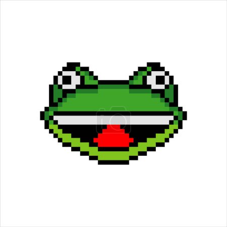 Foto de Cabeza de cara de rana con pixel art. Ilustración vectorial. - Imagen libre de derechos