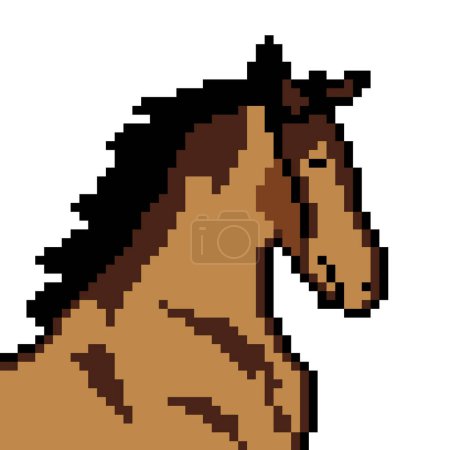 Foto de Cabeza de caballo con pixel art sobre fondo blanco. - Imagen libre de derechos
