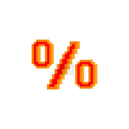 Ilustración de Icono de porcentaje con pixel art sobre fondo blanco - Imagen libre de derechos