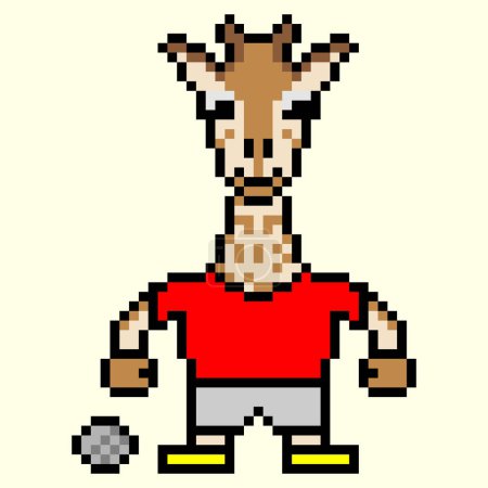 Foto de Pixel arte dibujo animado ilustración fútbol jugador jirafa carácter - Imagen libre de derechos