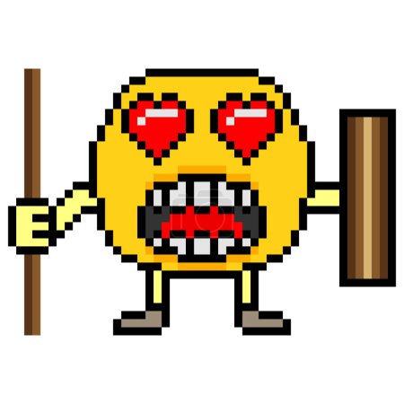 Foto de Pixel arte cara emoticono carácter. Ilustración vectorial. - Imagen libre de derechos