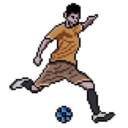 Foto de Jugador de fútbol pateando pelota con pixel art. Ilustración vectorial - Imagen libre de derechos