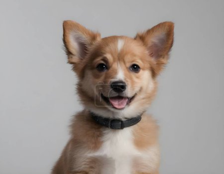 Mignon portrait moelleux sourire Chien chiot qui regarde la caméra isolé sur fond clair, moment drôle, beau chien, concept animal
