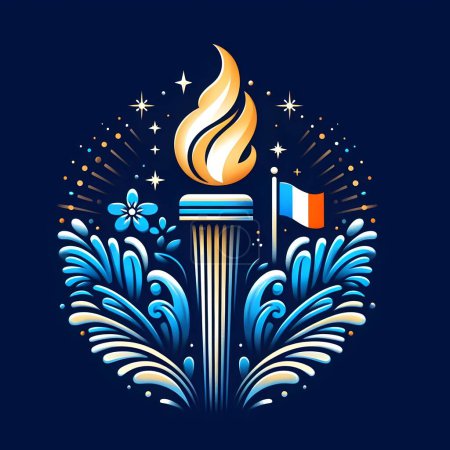 An Olympic torch logo with France colors