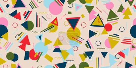 Illustration for Abstract seamless patterns 80s 90s styles. Vector graphics. Memphis design. Stylish abstract background. - Royalty Free Image