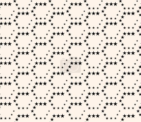 Illustration for Monochrome half tone stars seamless pattern. Retro effect, Vintage Pattern. Trendy geometric wallpaper for design, cover, fabric, web, textile. - Royalty Free Image