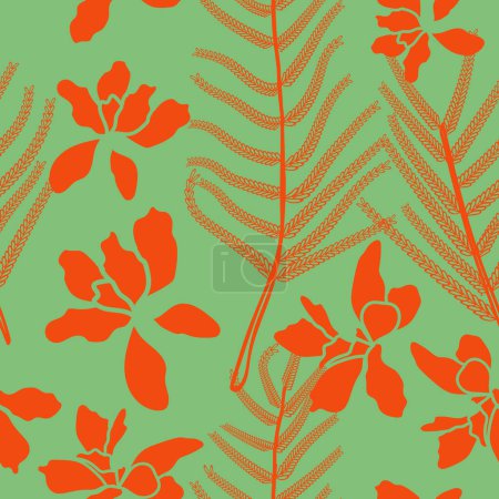 Floral vector seamless pattern background. Mimosa pudica leaves illustration textile design. Commonly found in the Southern United States. 