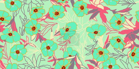 Cistus ladanifer motif sans couture. Cosmétique, parfumerie et plante médicale. Illustration vectorielle dessinée main. 