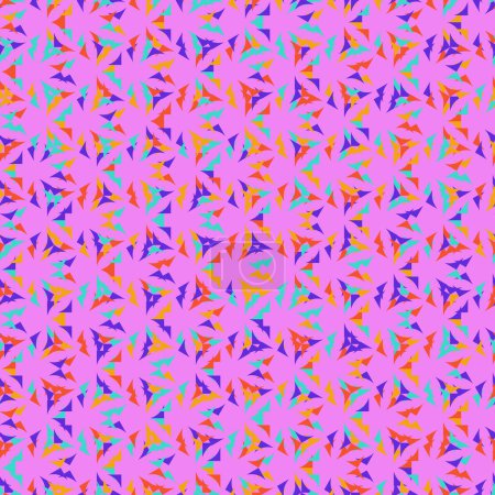 Ilustración de Fondo púrpura vibrante adornado con un patrón colorido de triángulos en tonos de violeta, rosa, aqua, magenta y azul eléctrico. - Imagen libre de derechos