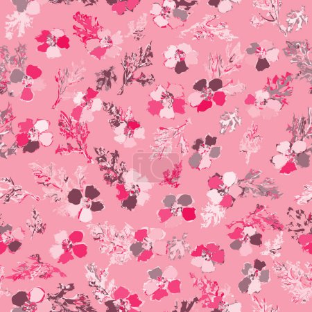 Vector floral seamless pattern. Flat botanical backdrop for wallpaper, textiles, fabric, clothes, jacket, souvenirs, wrapper, surface or scrapbook.