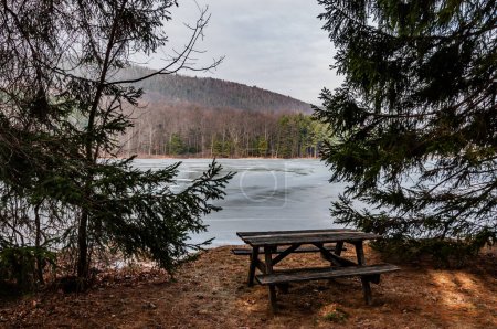 Foto de Un lago congelado de Pensilvania en Nochevieja, Pensilvania - Imagen libre de derechos
