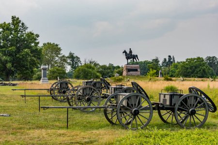 Caissons y el general Meade en Gettysburg Pennsylvania USA
