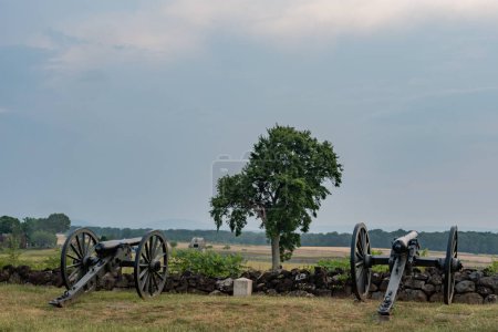 Photo for Federal Cannons at the High Water Mark, Gettysburg Pennsylvania USA - Royalty Free Image