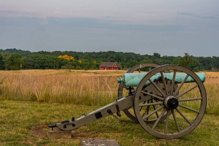 Photo for Cannon and Civil War Farm, Gettysburg Pennsylvania USA - Royalty Free Image