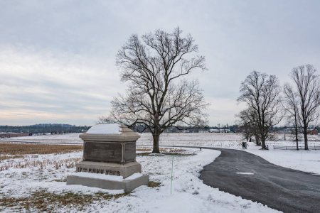 Foto de Barlows Knoll en una tarde fría y nevada, Gettysburg PA USA - Imagen libre de derechos