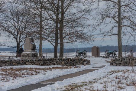 Die Hochwassermarke nach dem Schneesturm, Gettysburg Pennsylvania USA