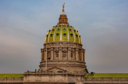 Closeup of the PA State Capital Dome, Harrisburg Pennsylvania USA