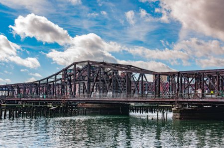 Railroad Bridge on Bostons Waterfront, Massachusetts USA