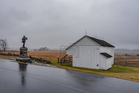 Ein Märzregen auf der Bryan Farm, Gettysburg Battlefield Pennsylvania USA