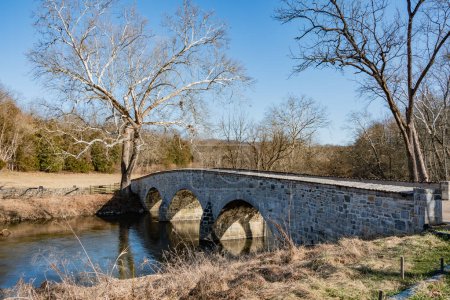 Una tarde de invierno en el Burnside Bridge, Antietam National Battlefield, Maryland, EE.UU.