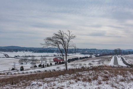 Die McLean Farm an einem verschneiten Winternachmittag, Gettysburg Pennsylvania USA