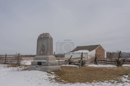 Schneeschmelze auf der McPherson Farm, Gettysburg Pennsylvania USA
