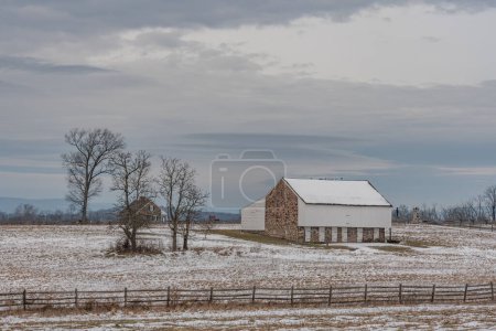 The McPherson Barn on a Snowy Afternoon, Gettysburg Pennsylvania USA